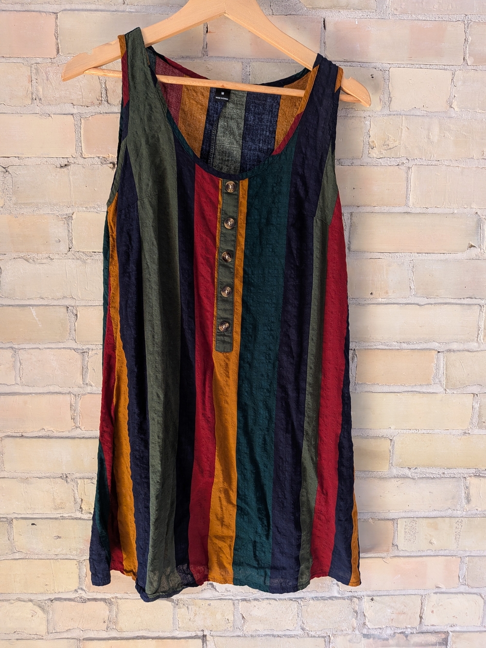 SHEIN Multicolor Striped Sleeveless Mini Dress in Green, Red, Mustard, Navy